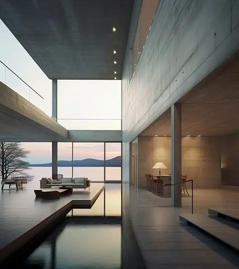 Modern interior design dining room with gold accents